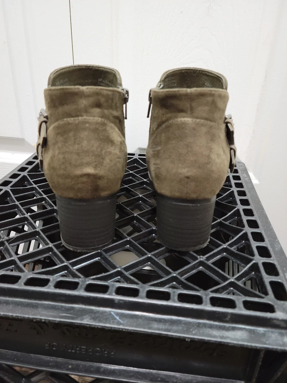 Sonoma Esme Olive Green Suede Double-Buckle Ankle Booties - Picture 6 of 14